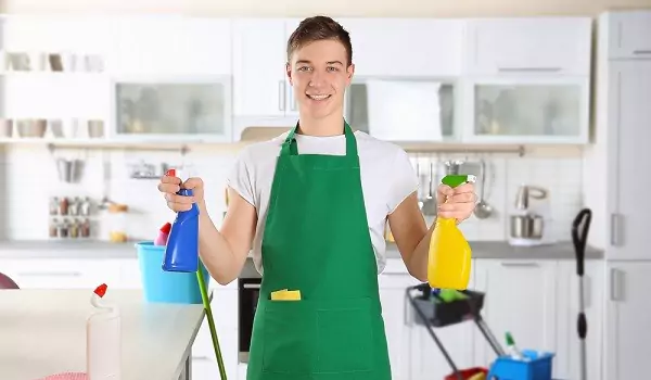young cleaner looking ready to clean