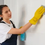 Medium shot woman cleaning home